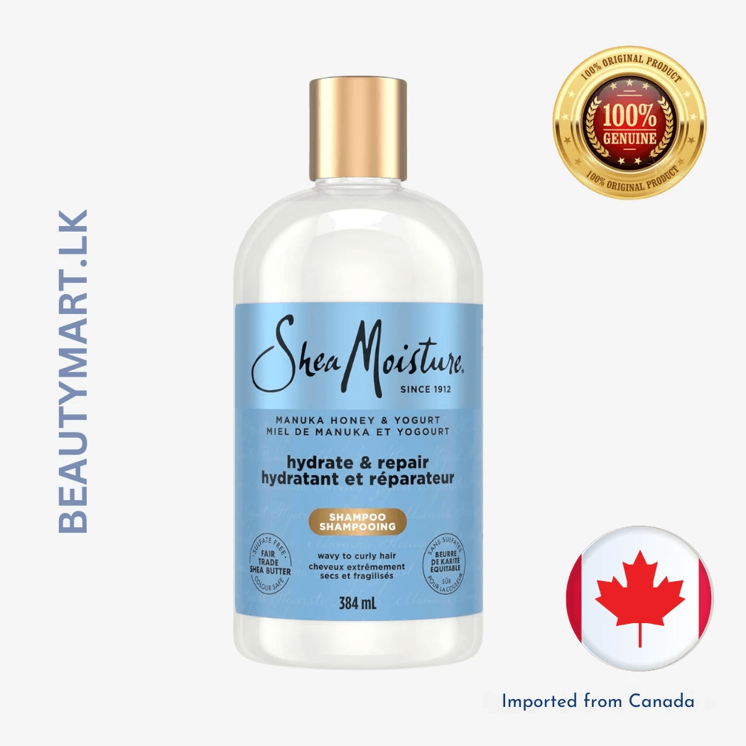 Shea Moisture Manuka Honey & Yogurt Hydrate & Repair Sulfate-Free Shampoo for Damaged Wavy & Curly hair with Mafura & Baobab Oils 384mL