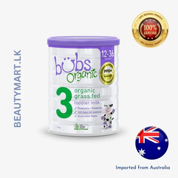 Bubs Organic Cow Milk Powder 800g container for toddlers aged 12 to 36 months