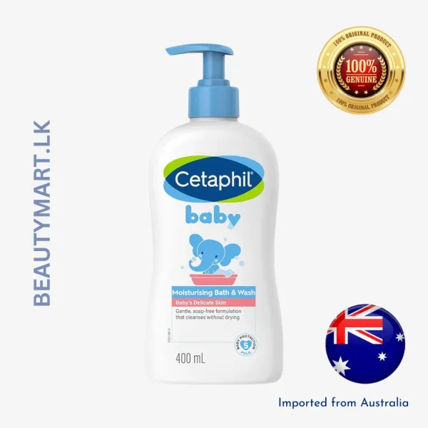 Cetaphil Baby Moisturizing Bath & Wash 400ml bottle with gentle moisturizing formula